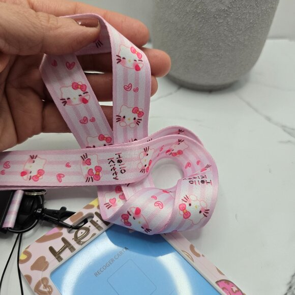 Hello Kitty | pastel pink kawaii I.D. card holder lanyard key-chain - Picture 5 of 8